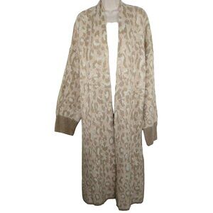 Topshop Open Front Cardigan Sweater Duster Size 8-10 Brown Animal Print NEW